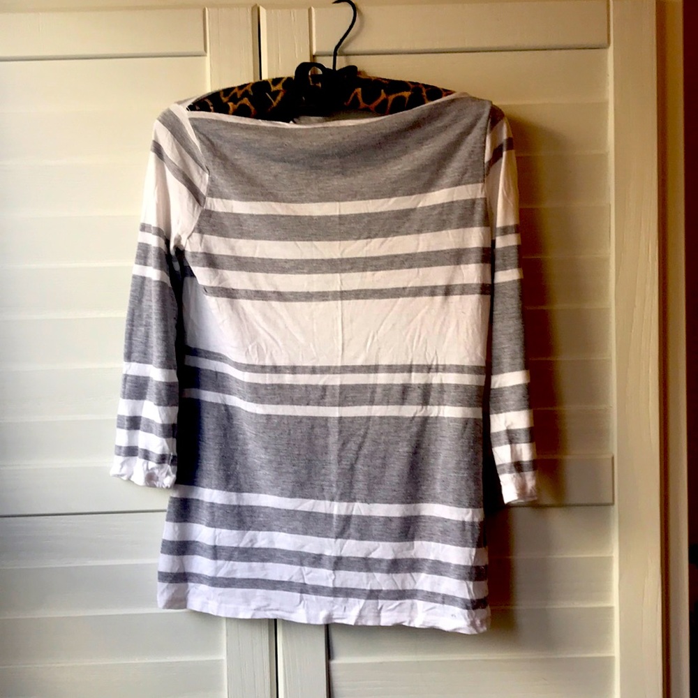 James Perse boatneck striped pullover top 2=M